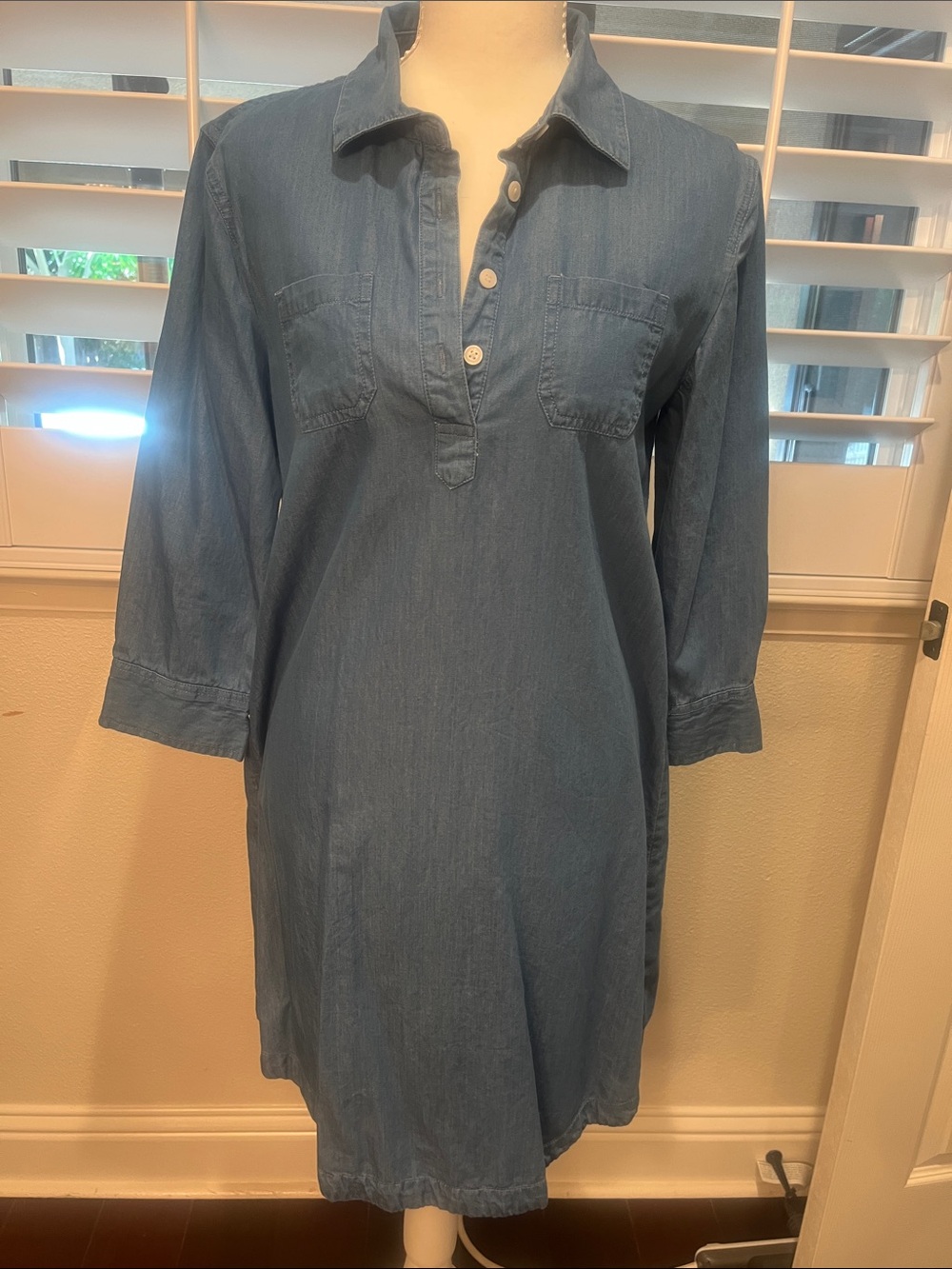 Karen Scott Denim Blue Shirt Dress